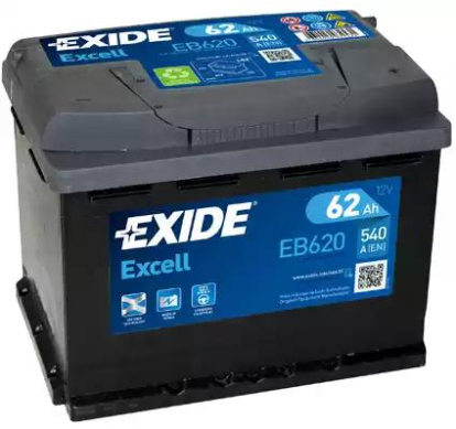 Аккумуляторная батарея 62Ah 540A 242/175/190 о.п., ев. кл. EB620 Exide (фото №1)